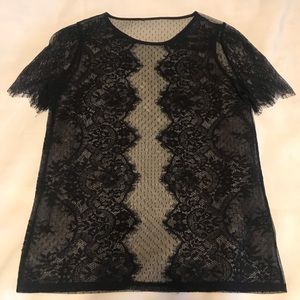 black lace short sleeve top from Express sz small